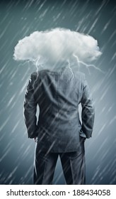 Man with cloud instead of head