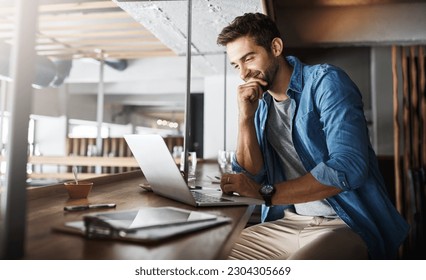 Man in coffee shop, laptop and small business owner, entrepreneur in hospitality management and connectivity. Happy male professional, cafe franchise and wireless connection with digital admin on pc - Powered by Shutterstock