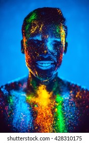 Man colored fluorescent powder.