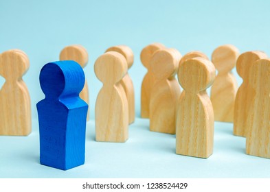 A man comes out of the crowd. Business team. Attracting people to work. Human Resource Management. The dismissal of staff. Promotion and demotion. Hiring. Concept of business leader, boss. Hrm, Hrd. - Shutterstock ID 1238524429