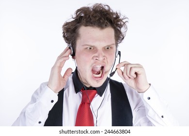man communication assistant screaming negative