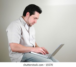 man and computer