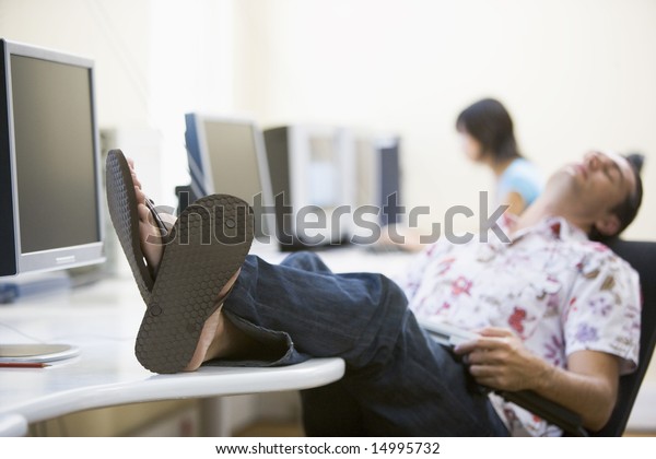 Man Computer Room Sleeping Stock Photo 14995732 | Shutterstock