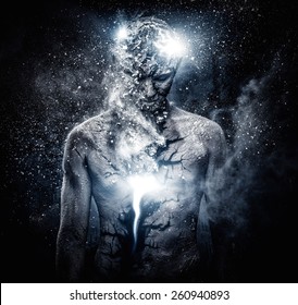 Man With Conceptual Spiritual Body Art