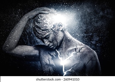 Man With Conceptual Spiritual Body Art