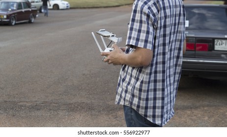 a man control drone flying