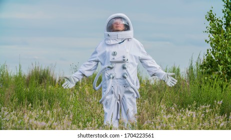 a man the cosmonaut who returned to home at earth after a space mission - Powered by Shutterstock