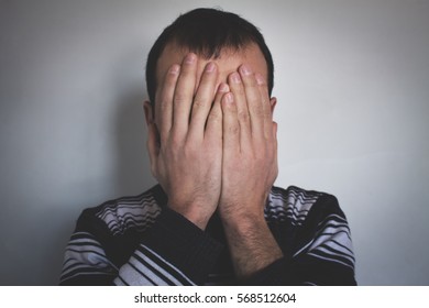 Man Covering Face Crying Stock Photo (Edit Now) 568512604