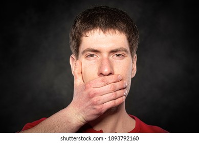 Man Covers His Mouth His Hand Stock Photo (edit Now) 1893792160