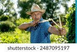 A man in a cowboy hat shoots from a slingshot