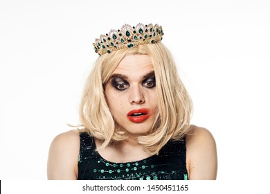 Man In A Crown With Makeup Portrait Of A Drag Queen