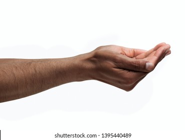 Man Cupped Hands On A White Isolated Background