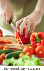 Man Cutting Vegetables