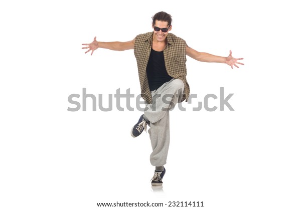 Man Dancing Isolated On White Stock Photo (Edit Now) 232114111