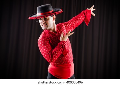 Man Dancing Spanish Dance In Red Clothing