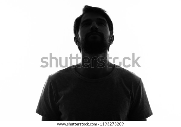 Man Dark Silhouette On Light Background Stock Photo 1193273209 