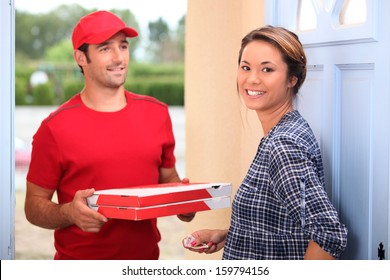 Man delivering pizza