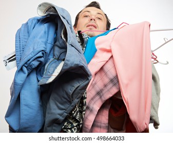 Man With Dirty Cloth Isolated On White Background