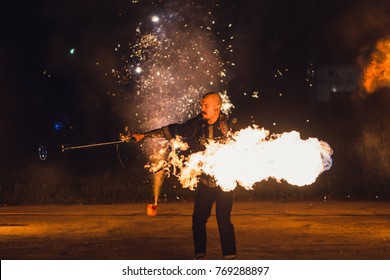 Man doing fire show