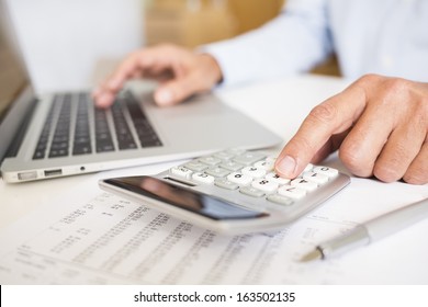 Man Doing His Accounting, Financial Adviser Working