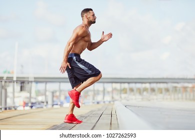 Man Doing Interval Exercises On Stairs During Hiit Workout