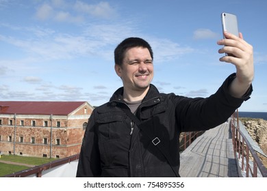 man doing selfie