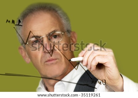 Man drawing line graph