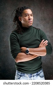 Man With Dreadlocks Isolated On Abstract Background