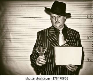 Man Dressed As A 1920s Ganster In Police Line Up