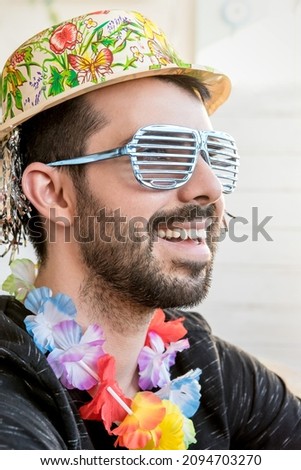 Man dressed in carnival party costume.