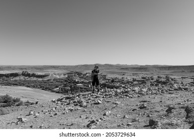 Man Dressed As Explorer In The Ouarzazate Desert