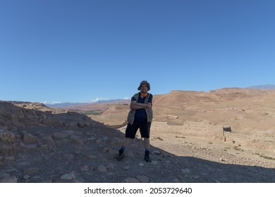 Man Dressed As Explorer In The Ouarzazate Desert