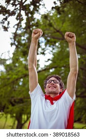 Man Dressed As Superman In The Garden