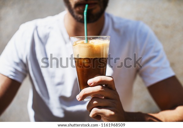 Man Drinking Ice Coffee On Sunny Stock Photo (Edit Now) 1161968509