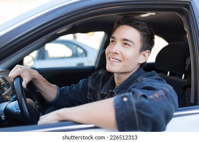 Man Driver Driving A Car