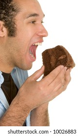 Man Eating Chocolate Cake