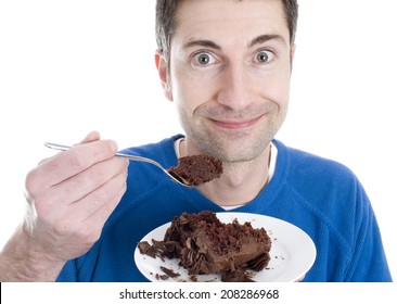 Man Eating Chocolate Cake