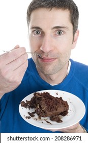 Man Eating Chocolate Cake