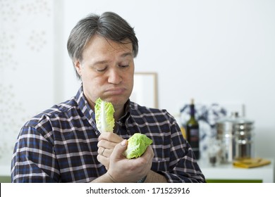 Man Eating Salad