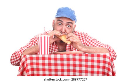 Man Is Eating Sandwich