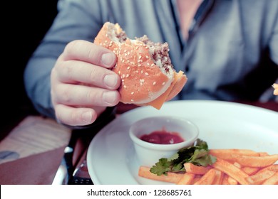 man eats in a restaurant