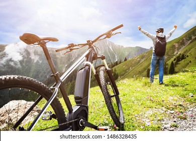 Man Enjoying Fantastic View After Finishing Uphill Mountain Track - Shutterstock ID 1486328435