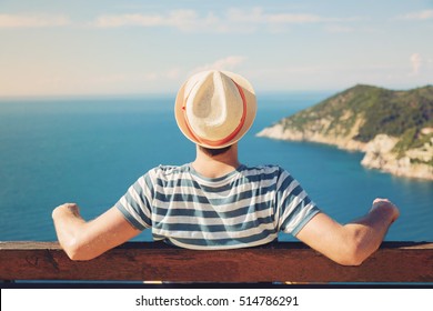 Man Enjoying On The Beach.

