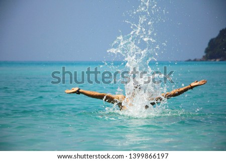 Similar – Image, Stock Photo leg Woman Beach Ocean