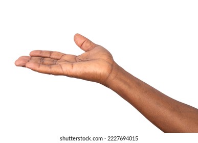 Man extending arm to show something on an open hand or ask for support and care - Powered by Shutterstock