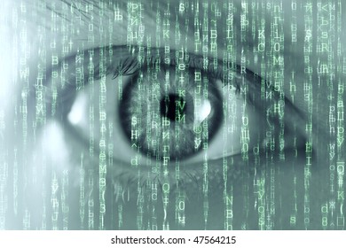 man eye and matrix texture