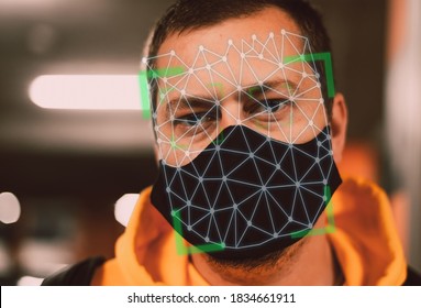 Man With Face Mask On Face Recognition Software Facial Mask