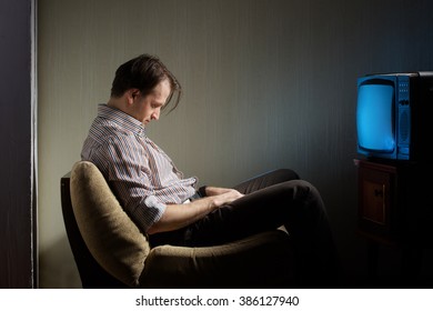 Man Falling Asleep In Front Of The TV