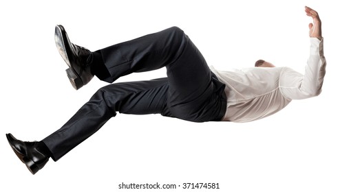 man falling down isolated on white