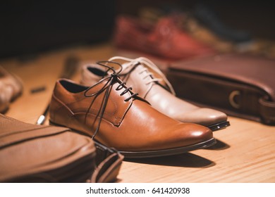 Man Fancy Shoes In A Store In Paris